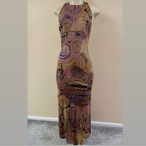 ItalianVintage Janine Halter Evening Gown Multicolor Metallic Mosaic size S